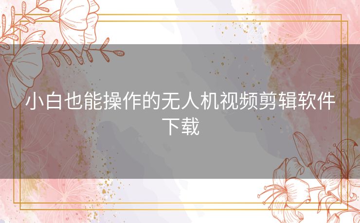 小白也能操作的无人机视频剪辑软件下载
