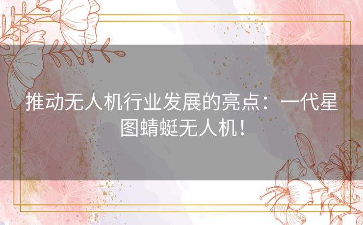 推动无人机行业发展的亮点：一代星图蜻蜓无人机！