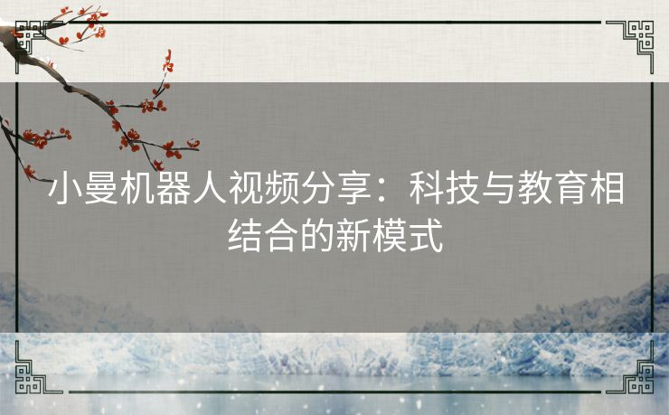 小曼机器人视频分享：科技与教育相结合的新模式