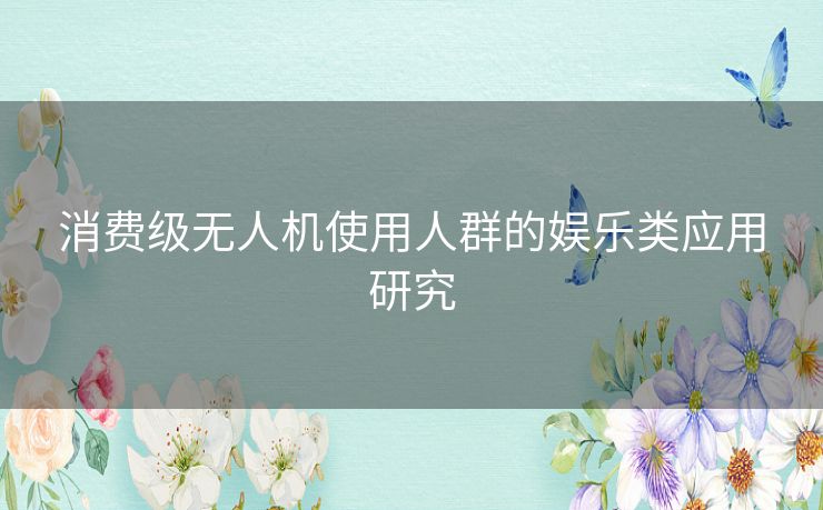 消费级无人机使用人群的娱乐类应用研究