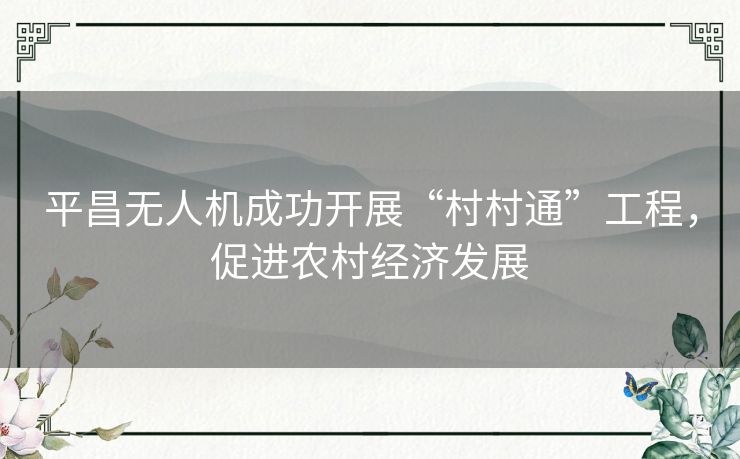 平昌无人机成功开展“村村通”工程，促进农村经济发展