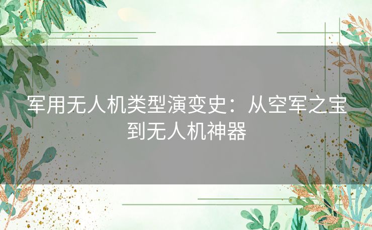 军用无人机类型演变史：从空军之宝到无人机神器
