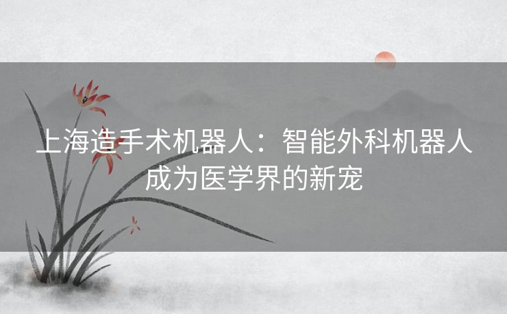 上海造手术机器人：智能外科机器人成为医学界的新宠