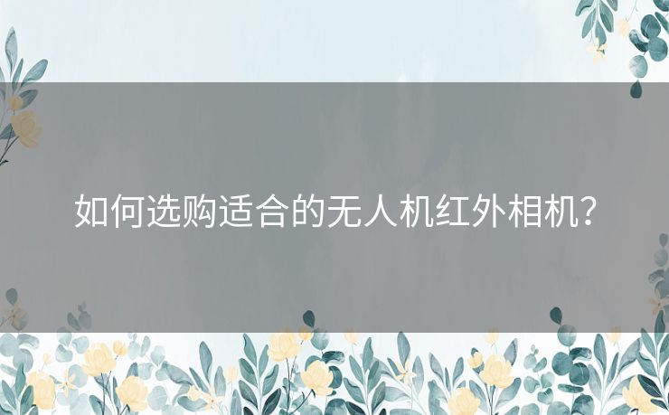 如何选购适合的无人机红外相机？