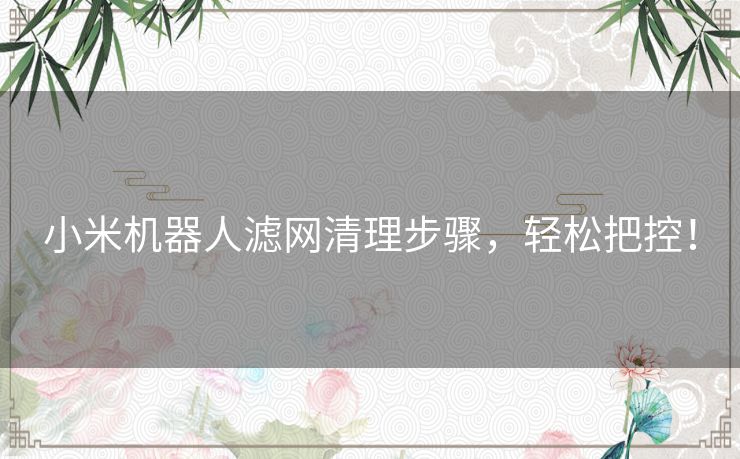 小米机器人滤网清理步骤，轻松把控！