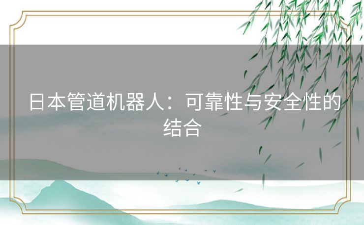 日本管道机器人：可靠性与安全性的结合