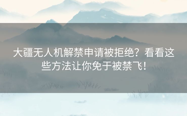 大疆无人机解禁申请被拒绝？看看这些方法让你免于被禁飞！