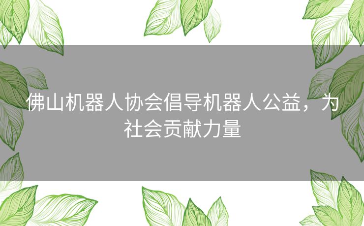 佛山机器人协会倡导机器人公益，为社会贡献力量