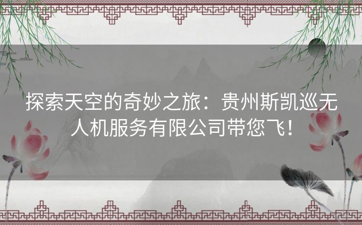 探索天空的奇妙之旅：贵州斯凯巡无人机服务有限公司带您飞！