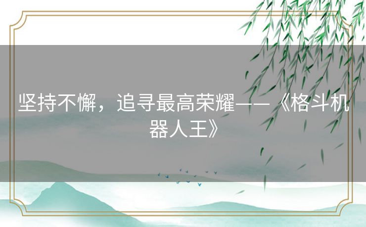 坚持不懈，追寻最高荣耀——《格斗机器人王》