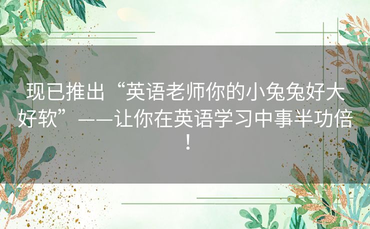 现已推出“英语老师你的小兔兔好大好软”——让你在英语学习中事半功倍！