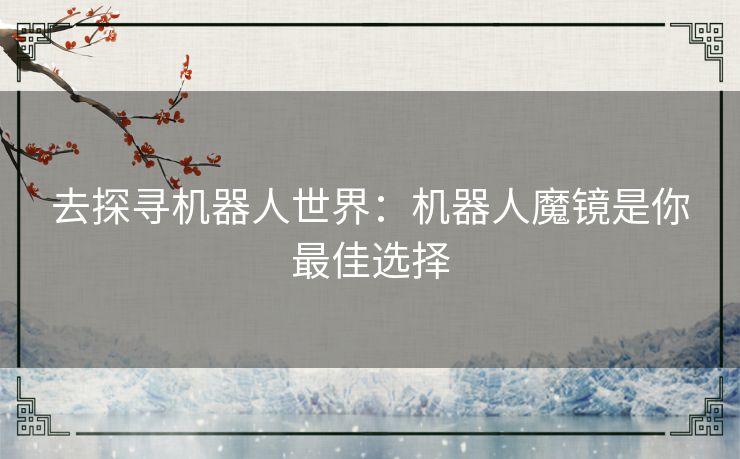 去探寻机器人世界：机器人魔镜是你最佳选择