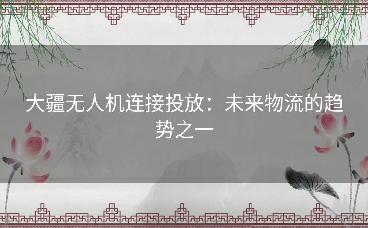 大疆无人机连接投放：未来物流的趋势之一