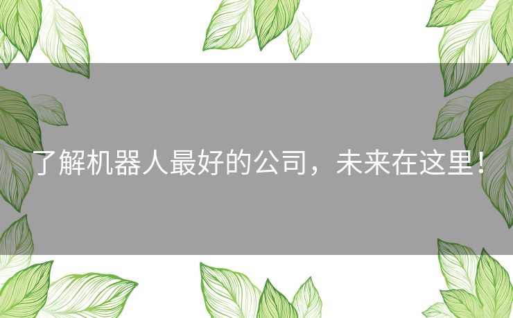 了解机器人最好的公司，未来在这里！