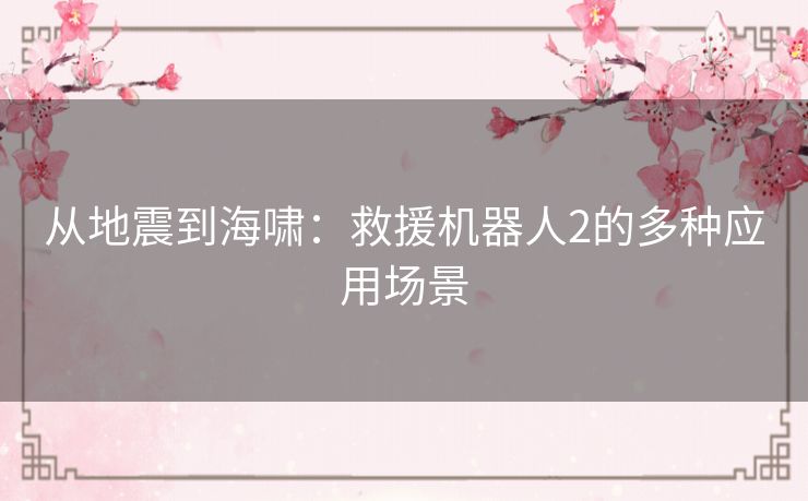从地震到海啸：救援机器人2的多种应用场景