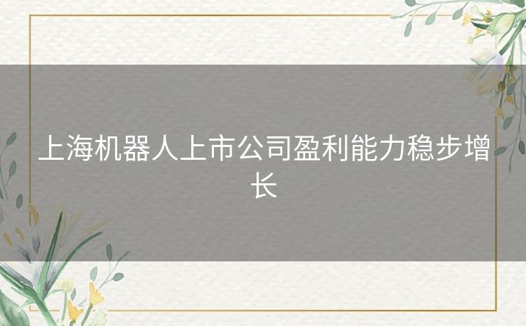 上海机器人上市公司盈利能力稳步增长