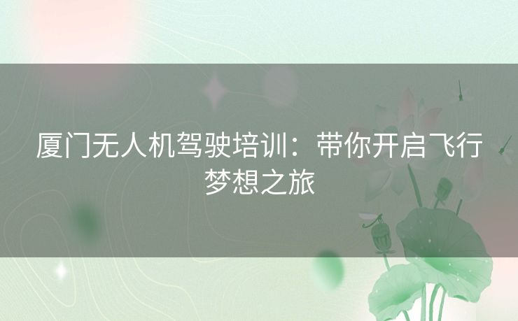 厦门无人机驾驶培训：带你开启飞行梦想之旅