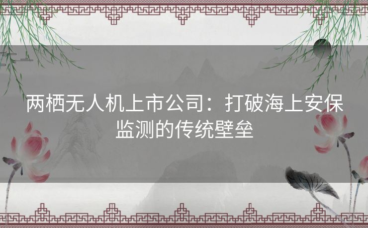 两栖无人机上市公司：打破海上安保监测的传统壁垒