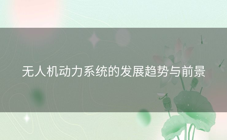 无人机动力系统的发展趋势与前景