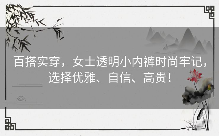 百搭实穿，女士透明小内裤时尚牢记，选择优雅、自信、高贵！