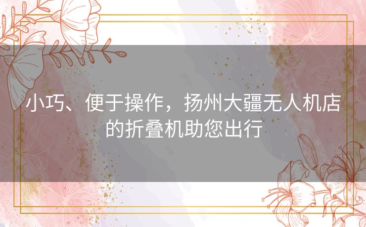 小巧、便于操作，扬州大疆无人机店的折叠机助您出行