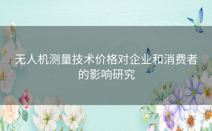 无人机测量技术价格对企业和消费者的影响研究