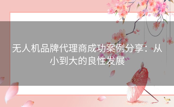无人机品牌代理商成功案例分享：从小到大的良性发展