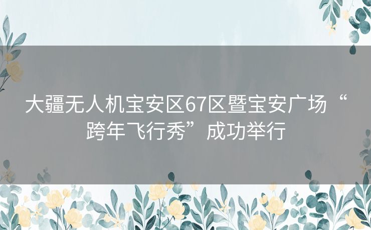 大疆无人机宝安区67区暨宝安广场“跨年飞行秀”成功举行