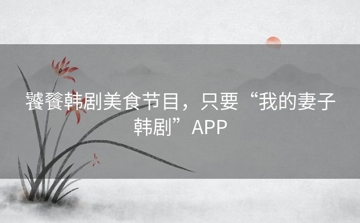 饕餮韩剧美食节目，只要“我的妻子韩剧”APP