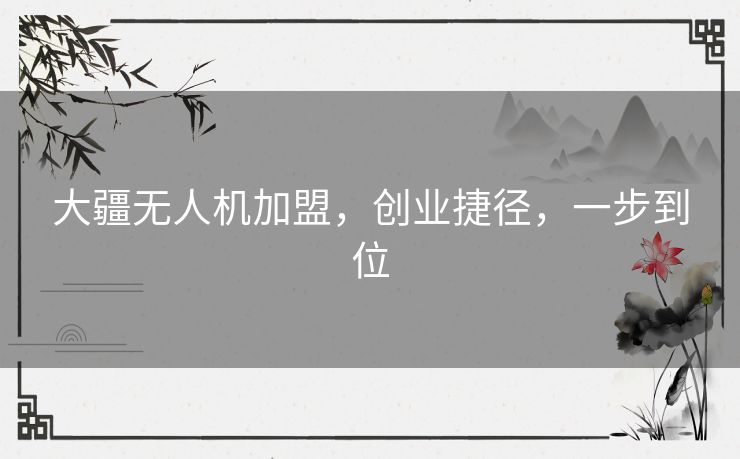 大疆无人机加盟，创业捷径，一步到位