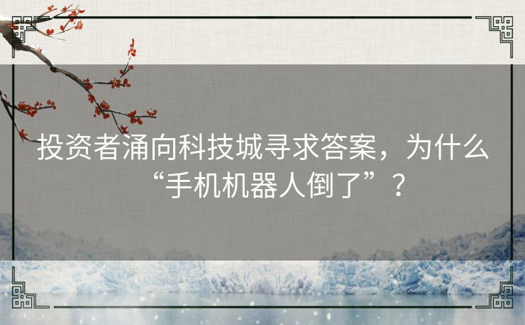 投资者涌向科技城寻求答案，为什么“手机机器人倒了”？