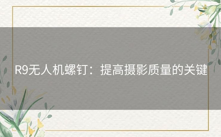 R9无人机螺钉：提高摄影质量的关键