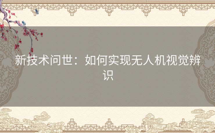新技术问世：如何实现无人机视觉辨识
