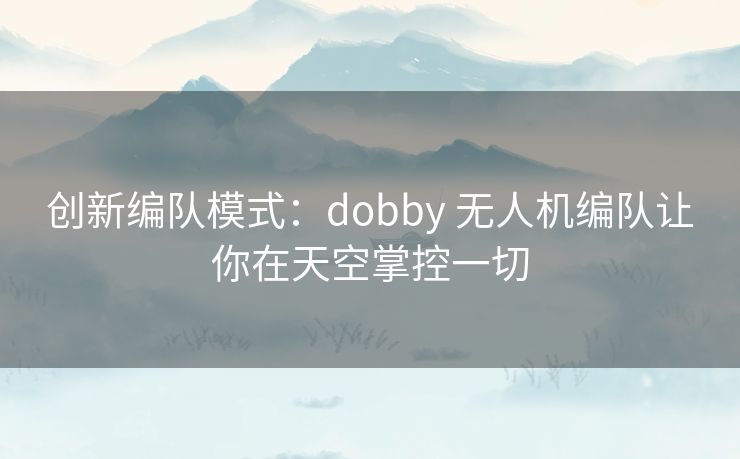 创新编队模式：dobby 无人机编队让你在天空掌控一切